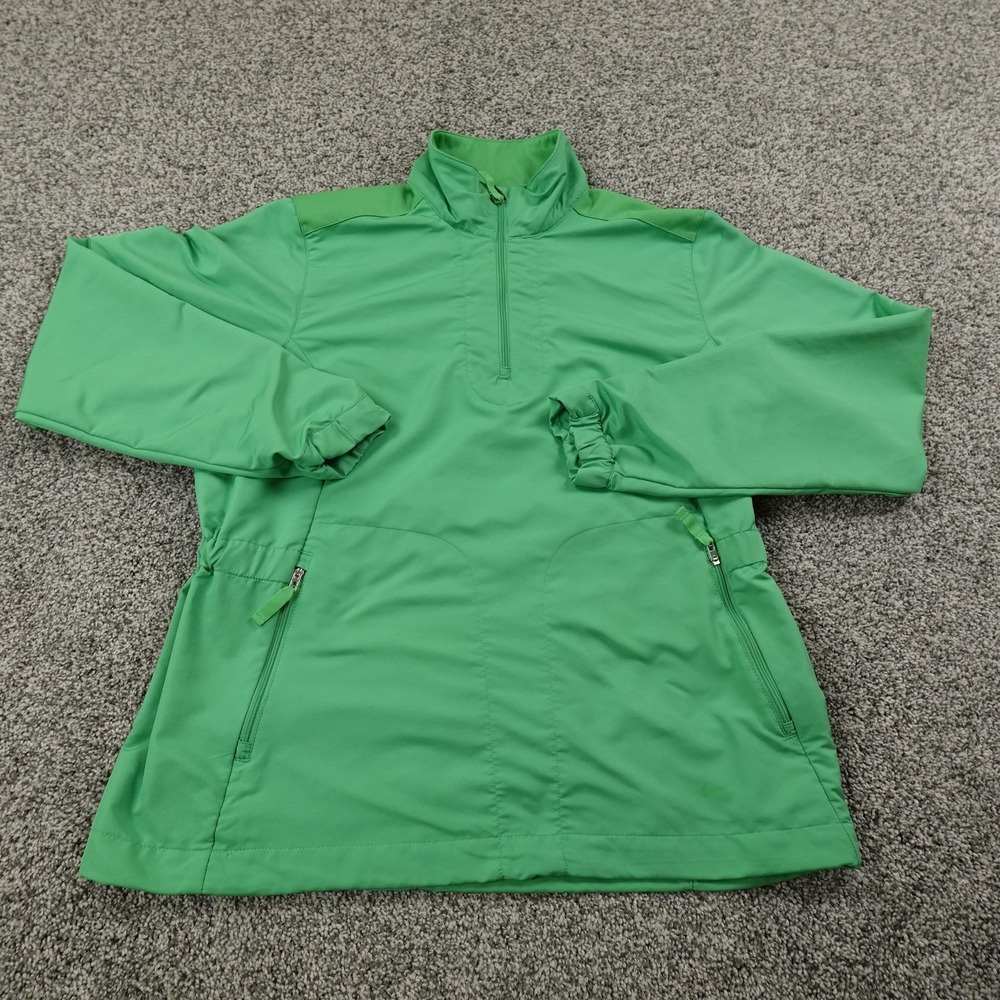 VTG Nike Golf Jacket Womens M Green Pullover 1/4 Zip Mock Windbreaker Y2K Active